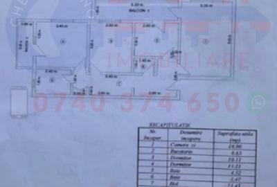 Apartament cu 3 camere decomandat în E3