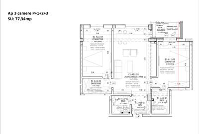 Apartament 3 camere de vânzare în proiectul rezidențial Smile – Etaj 1, 77,34 mp - 1