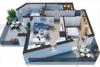 Apartament cu 3 camere decomandat în Central