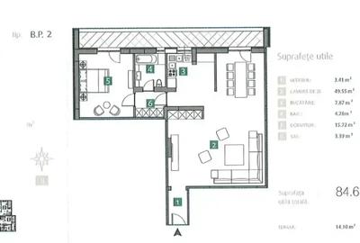 Apartament 2 camere, terasa 14,10mp, langa lac, metrou, bloc nou - 10