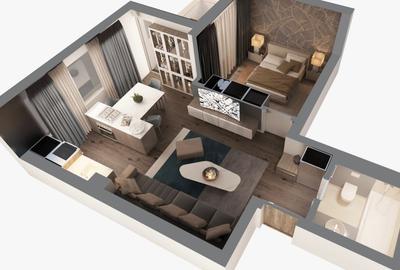 Apartament cu 2 camere semidecomandat, mobilat în Pipera - 9