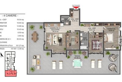 PENTHOUSE 4 camere | 102 mp utili + terasă panoramică 108 mp - 3