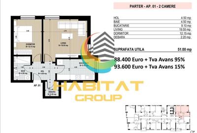 Apartament cu 2 camere în Progresul - 7