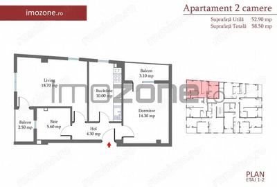 2 CAMERE- 58.5 mp, etaj 1, Militari langa METROU, liber, NOU, COMISION 0%