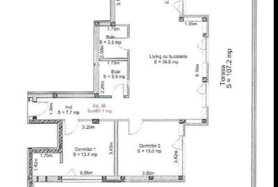 Penthouse cu 3 camere semidecomandat în Turnișor
