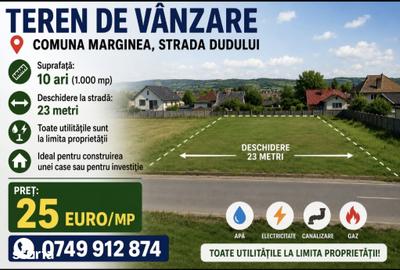 Teren de 1000 mp, în Marginea