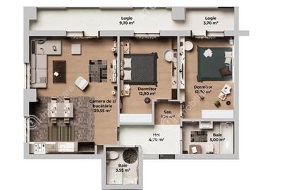 Apartament cu 3 camere decomandate si 2 bai pe Calea Surii Mici - 7