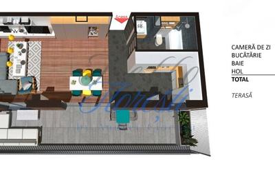 Apartament 1 camera cu terasa, finisat, 44 mp, Zona Teilor - 3