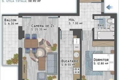 Apartament cu 2 camere decomandat, mobilat în Titan - 6