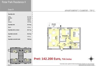 Apartament cu 2 camere decomandat în Roșu