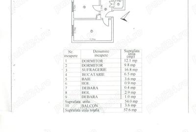 Apartament cu 3 camere semidecomandat în Țiglina 1