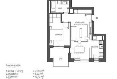 Apartament cu 2 camere semidecomandat în Central - 1