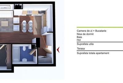 Apartament cu 2 camere semidecomandat, mobilat în Sopor - 9