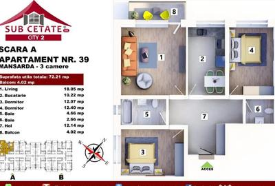 Apartament cu 3 camere decomandat în Sânpetru - 1