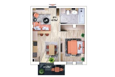 Apartament cu 2 camere în Apahida