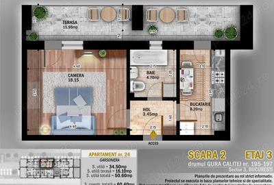 Garsonieră decomandată în Titan - 2