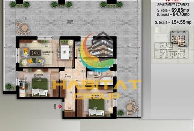 N. Grigorescu 3 camere 70 mp + terasa 85 mp ACTE GATA MUTARE - 2