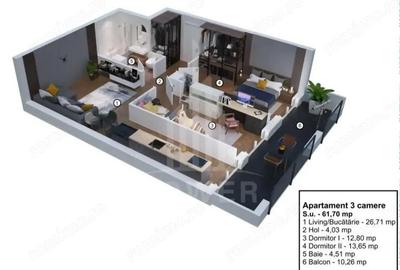 Apartament cu 3 camere decomandat în Turnișor - 10