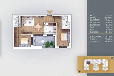 Apartament cu 3 camere decomandat în Titan - 4