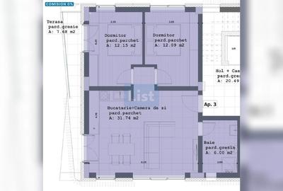 Apartament cu 3 camere decomandat în Republicii