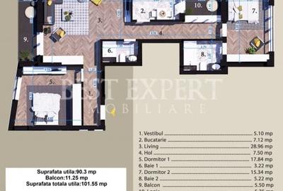 Apartament cu 3 camere decomandat în Titan - 4
