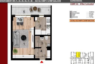 Garsonieră decomandată în Popești-Leordeni