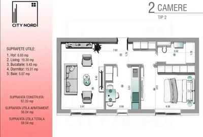 Apartament 2 camere ,perfect pentru cupluri sau investitie. - 2