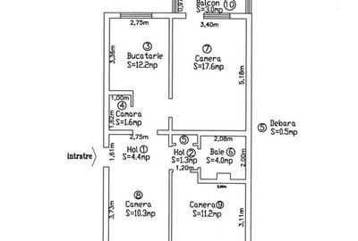 Apartament 3 camere, 63 mp, Craiter, etaj 4/4, vedere pe 2 părți - 9
