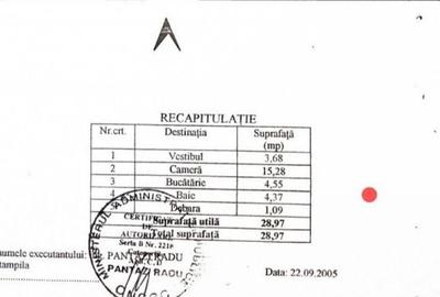 Central 13 Septembrie Tudor Vladimirescu, garsoniera cf. 1, dec. - 1