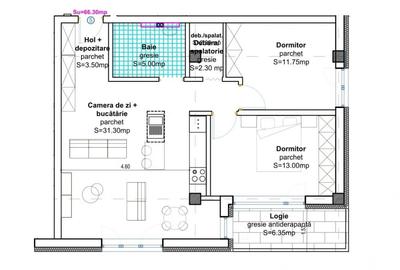 Apartament 3 Camere Baciu - 66 mp utili, balcon 6 mp. Pret oportun! - 2