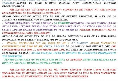 VANZARE / INCHIRIERE : Teren / padure cu izvor apa termanala si izvor mineral - 16