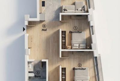 Apartament cu 4 camere semidecomandat în Central