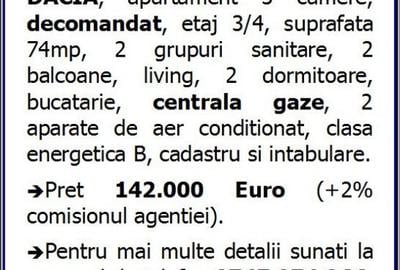 Dacia, decomandat, 3 camere, gaze, imobiliare Constanta - 14