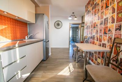 Burebista 3 camere,doua bai,mobilat si utilat ,81 mp+parcare inclusa 0%Comision - 14