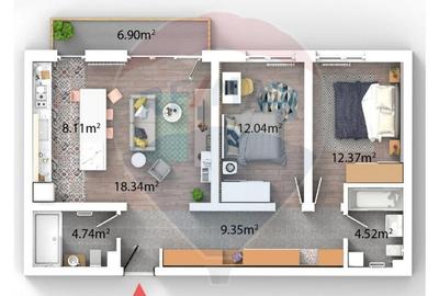 Apartament cu 3 camere, priveliste libera si zona linistita 73 mp util - 2