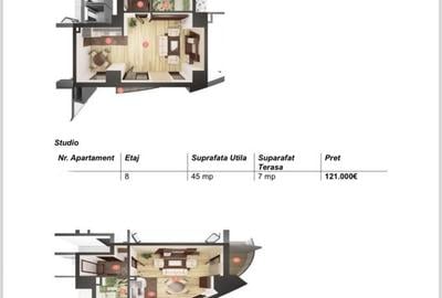 Apartamente tip studio, 45-53mp, etaje intermediare, West City Tower