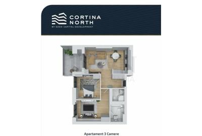 REA1022514 Apartament 3 camere 2 parcari Cortina North Pipera - 1