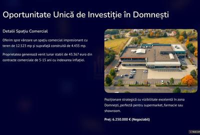 Spațiu comercial, 4435 mp în Domnești