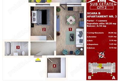 Apartament cu 2 camere decomandat în Sânpetru - 2