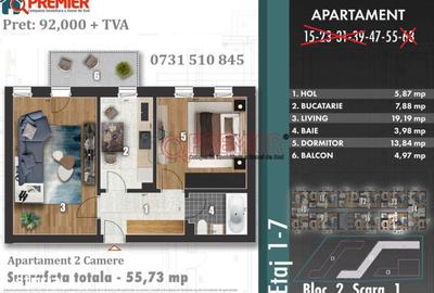 Apartament cu 2 camere decomandat în Metalurgiei