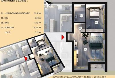 APARTAMENT IN FAZA DE PROIECT DE INCHIRIAT. ZONA CORBEANCA - 3