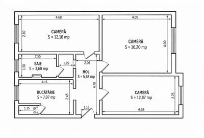 Apartament cu 3 camere decomandat în Gheorgheni