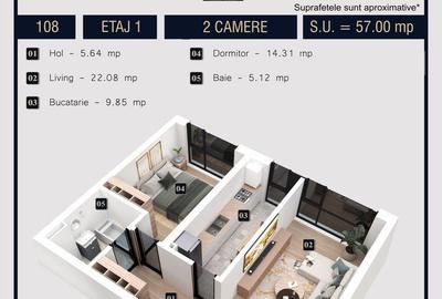 Apartament cu 2 camere decomandat în Militari