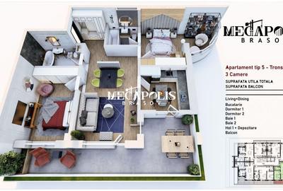 Apartament 3 camere/ Coresi/ Plata Tranșe/ Credit - 5