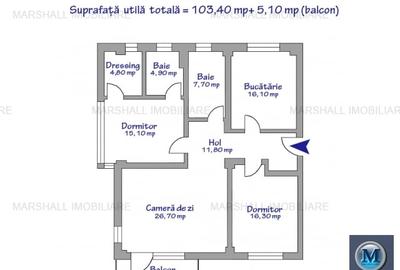 Apartament 3 camere de vanzare, zona Albert, 108.5 mp #15815 - 14