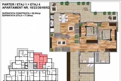Apartament de vanzare bloc nou, zona Aurel Vlaicu 77,90 Apartament de vanzare bloc nou, zona Aurel Vlaicu 77,90 - 1