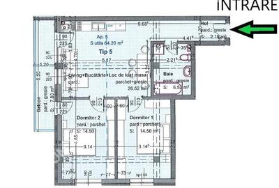 Apartament cu 3 camere si balcon etaj 1 in Selimbar zona Triajului - 4