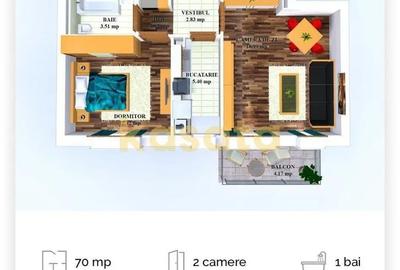 Apartament cu 2 camere decomandat, mobilat în Ștefăneștii de Jos - 2