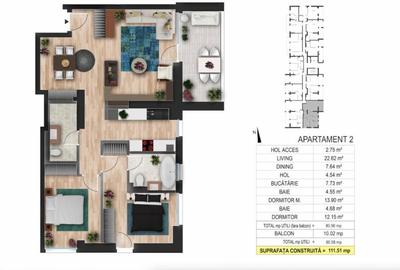 Apartament cu 3 camere, mobilat în Bucureștii Noi - 16