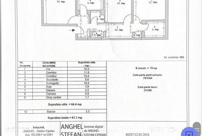 Apartament 3 camere, decomandat, 68 mp, M12, zona Catedralei - 2